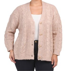 CECE Oversized Cable Knit Cardigan
